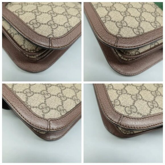 100% Authentic GUCCI Ophidia Brown Canvas Shoulder Bag - Picture 6 of 12